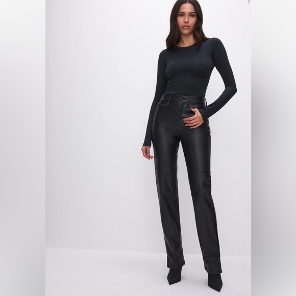 NWT Good American Good Boy Faux Leather Pants - Picture 1 of 6